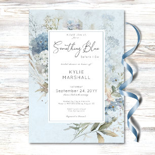 Convites Chuva de Noiva Rústica Algo Azul Floral Branco