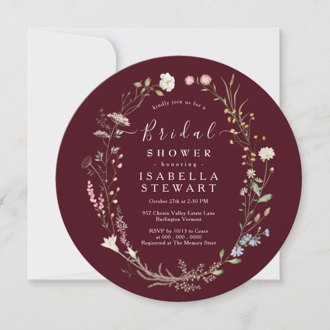 Convites Chuva de Noiva Rústica Boho Flor Silvestre Chic Bu (Frente)