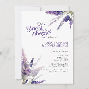 Convites Chuva de Noiva Rústica Boho Flores Lavanda Roxo