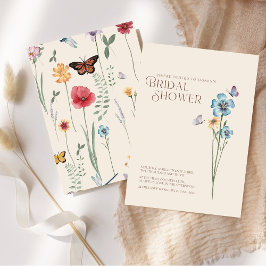 Convites Chuva de Noiva Simples Borboleta Flor Silvestre Az