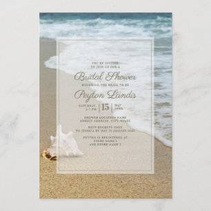Convites Chuva de Noiva Stylish Praia Oceano Concha