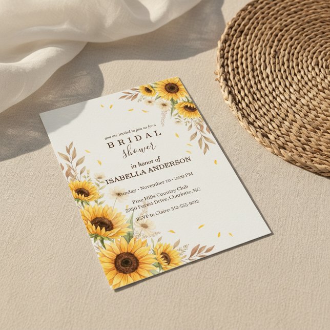 Convites Chuva de Noiva Sunflower Canto Estilo Rústico (country bridal shower rustic
fall floral invitation sunflower
organic botanical corner design)