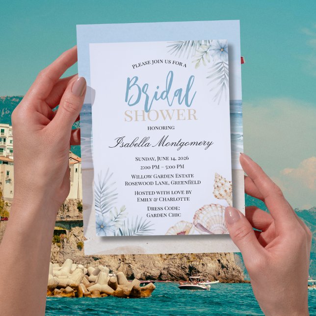 Convites Chuva de Noiva Tema Praia (Tropical Beach Theme Bridal Shower Invitations
)
