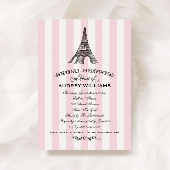 Convites Chuva de Noiva Torre Eiffel com Faixa Rosa para Ca (Criador carregado)