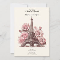 Chuva de Noiva Torre Eiffel de Paris e Rosas Cor-d
