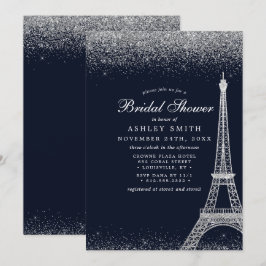 Convites Chuva de Noiva Torre Eiffel Paris Brilho Prata