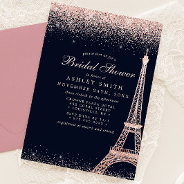 Convites Chuva de Noiva Torre Eiffel Paris Rosa Dourado Bri