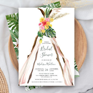 Convites Chuva de Noiva Tropical Boho Arco Triangular