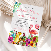 Chuva de Noiva Tropical Flamingo Floral