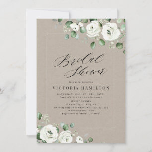 Convites Chuva de noiva verde floral de eucalipto branco
