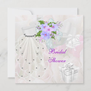 Convites Chuva de Noiva Véu Branco Flor Lilás