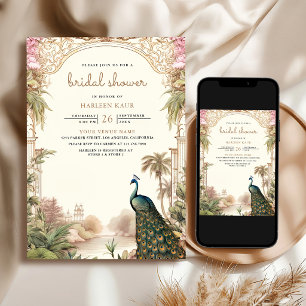 Convites Chuva de Noiva Vintage Peacock Casamento Indiano