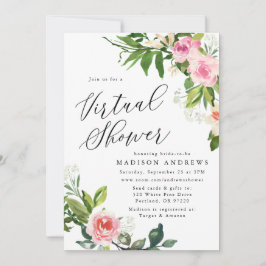 Convites Chuva de Noiva Virtual de Floral Rosa Suave