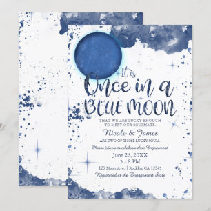 Convites Chuva de Noivado Aguarela Lua Azul