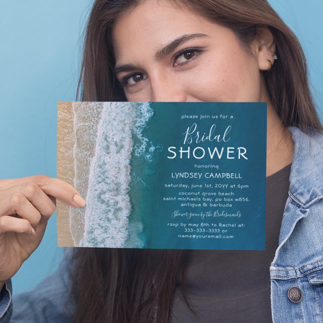 Convites Chuva de Noivas Elegante de Oceano Tropical de Pra (Criador carregado)