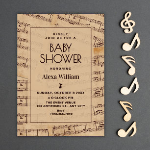 Convites Chuva de notas musicais clássicas baby shower