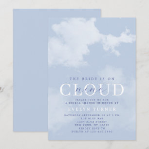 Convites Chuva de Nuvens Azul Branco Watercolor Noivado 