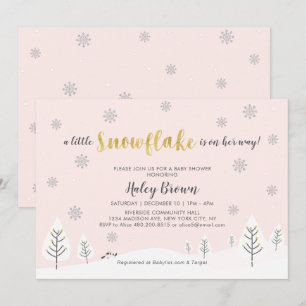 Convites Chuva de Ouro, Prata e Rosa - Baby Shower de Inver