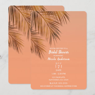 Convites Chuva de palmeira de bronze Bahama Breeze Chá de B