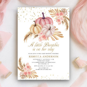 Convites Chuva de Pampas Boho Rosas Rosa Desbotado Abóbora 