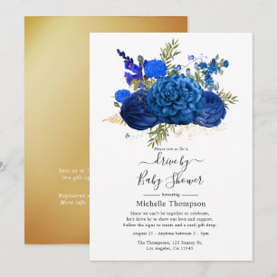 Convites Chuva de Passage Royal Blue e Dourado Falso