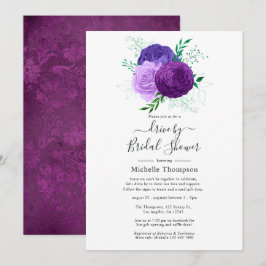 Convites Chuva de Passageiro Floral Roxo e Verde