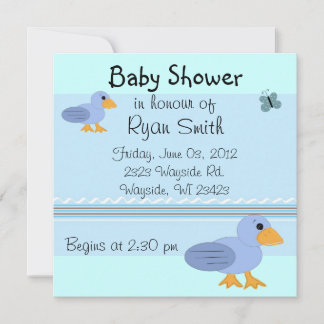 Convites Chuva de Patinhos Azul Baby Shower