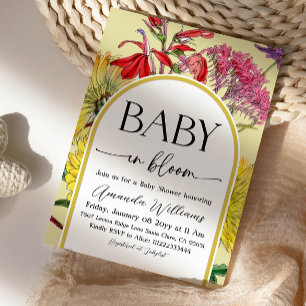 Convites Chuva de Pétalas Amarela Boho Chá de Bebê Baby in