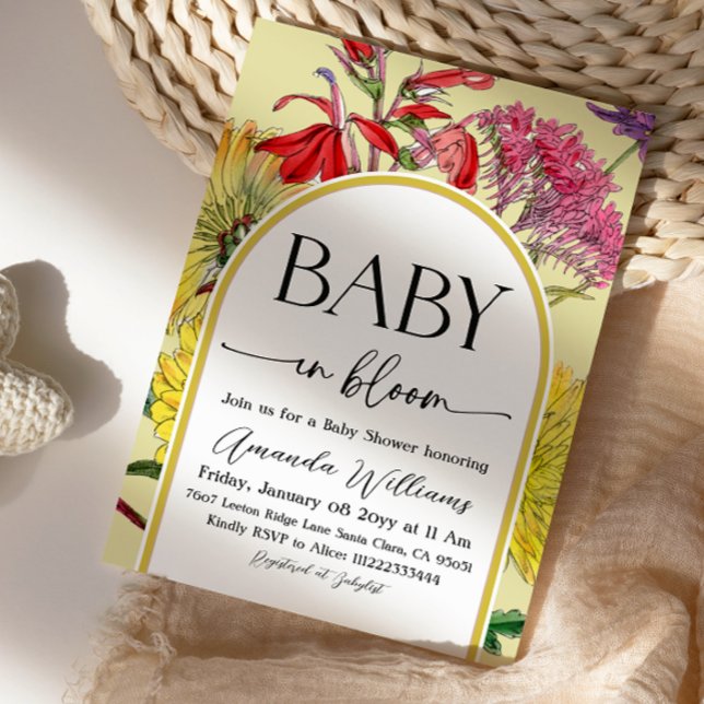 Convites Chuva de Pétalas Amarela Boho Chá de Bebê Baby in  (Criador carregado)