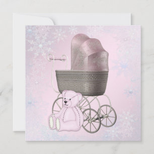 Convites Chuva de Pétalas Cor-de-Rosa no Inverno Baby Showe