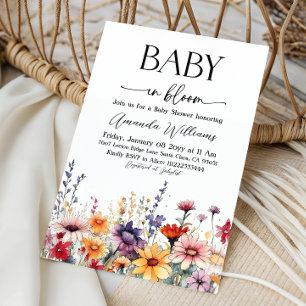 Convites Chuva de Pétalas de Aguarela Baby Shower Floral