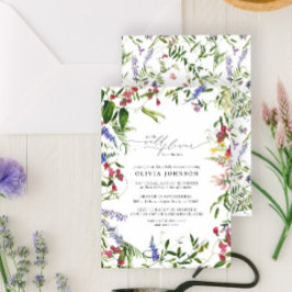 Convites Chuva de Pétalas de Florzinha Script Baby Shower