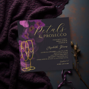 Convites Chuva de Pétalas de Orquídea Roxa Prosecco para Ch