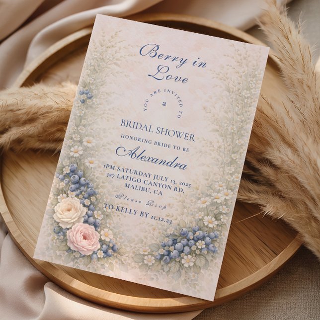 Convites Chuva de Pétalas de Romance de Mirtilo no Chá de N (Criador carregado)