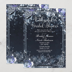 Convites Chuva de Pétalas de Rosas Prateadas e Roxas para C