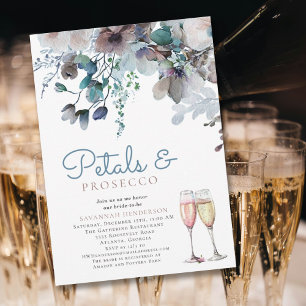 Convites Chuva de Pétalas e Prosecco Azul Chá de Noiva