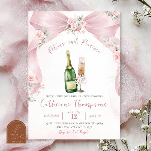 Convites Chuva de Pétalas e Prosecco Coquete Rosa - Chá de