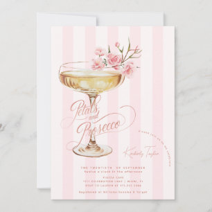 Convites Chuva de Pétalas e Prosecco Rosa Floral Chá de Noi