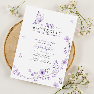 Convites Chuva de Pétalas Lavanda Roxa Borboleta Baby Showe