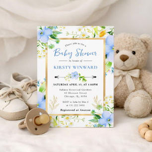Convites Chuva de Pétalas: Margaridas e Flores Azuis Baby S