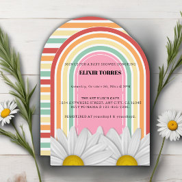 Convites Chuva de Pétalas Retro para Baby Shower