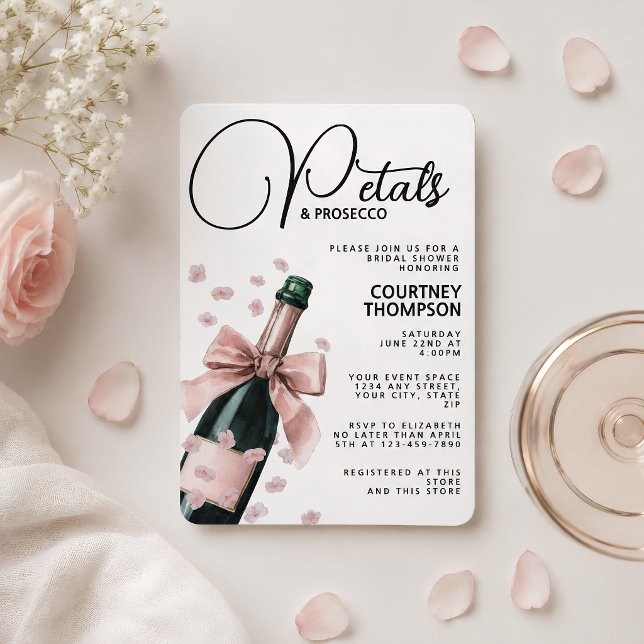 Convites Chuva de Pétalas Rosa e Prosecco para Chá de Noiva (Criador carregado)