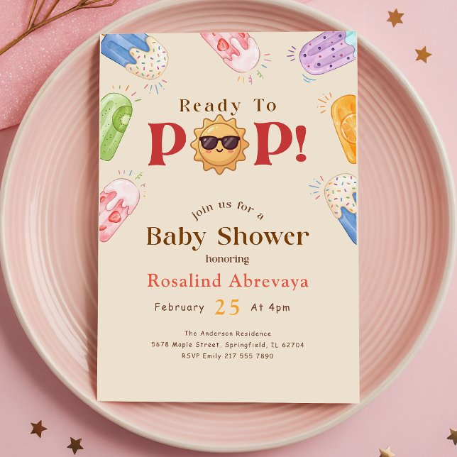 Convites Chuva de Picolé de Verão Baby Shower (Criador carregado)