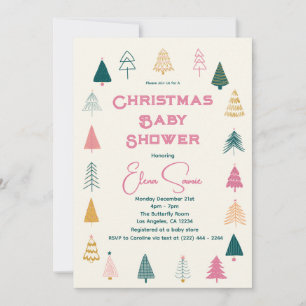 Convites Chuva de Pink & Verde Chá de Bebê Árvore de Natal