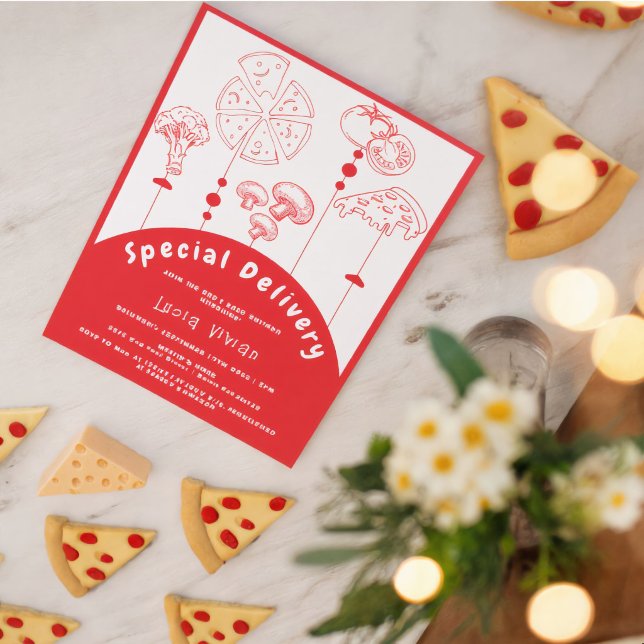 Convites Chuva de Pizza Especial para Chá de Bebê (Criador carregado)