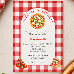 Convites Chuva de Pizza Festa de Bebê Italiana Especial
