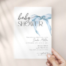Chuva de Poeira de Laço Azul Baby Shower Coquette