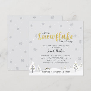 Convites Chuva de Prata e Ouro - Baby Shower de Inverno par
