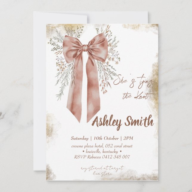Convites Chuva de presente de noiva com laço de wildflower (Frente)