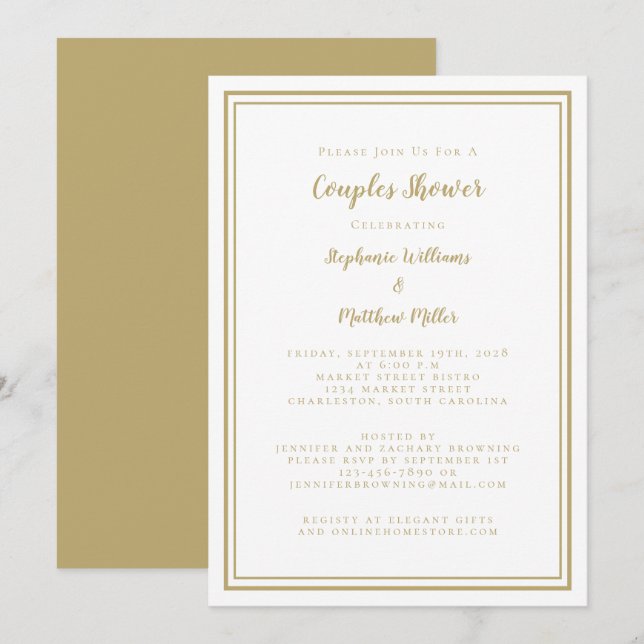Convites Chuva de Presentes de Casamento Casais Elegante Do (Frente/Verso)